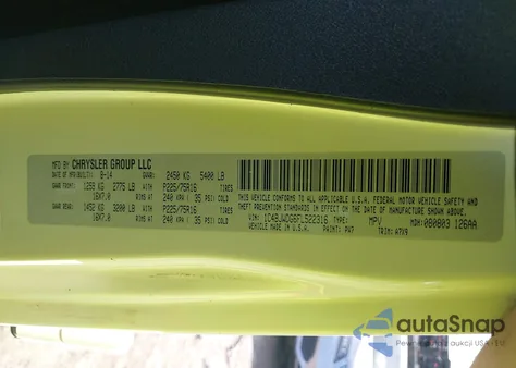 2015 Jeep Wrangler Unlimited Sport z USA, uszkodzony, nr VIN 1C4BJWDG6FL522316